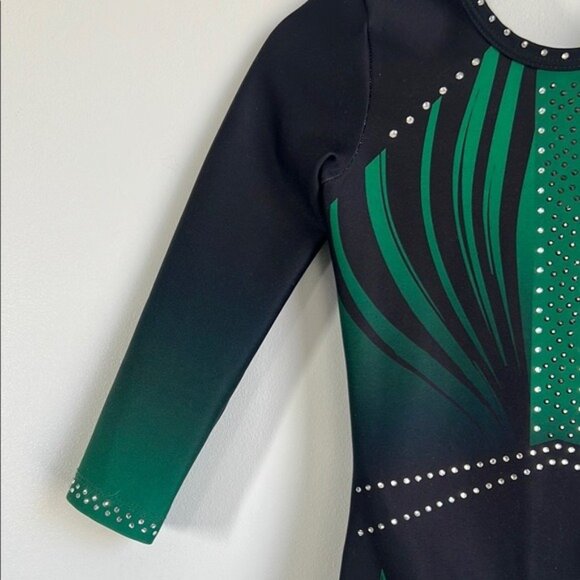 Snowflake Designs Competition Leotard in Black / Green - XS - Picture 4 of 6